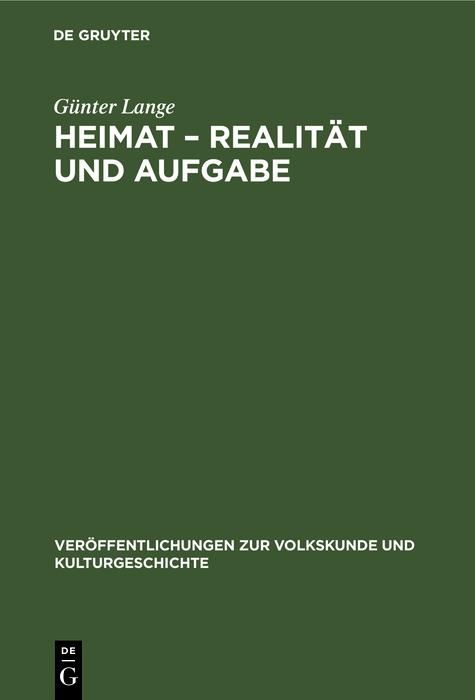 Produktbild: Heimat - Realit&auml;t und Aufgabe