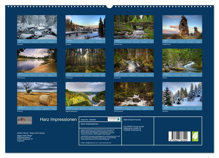 Produktbild: Harz Impressionen (hochwertiger Premium Wandkalender 2026 DIN A2 quer), Kunstdruck in Hochglanz