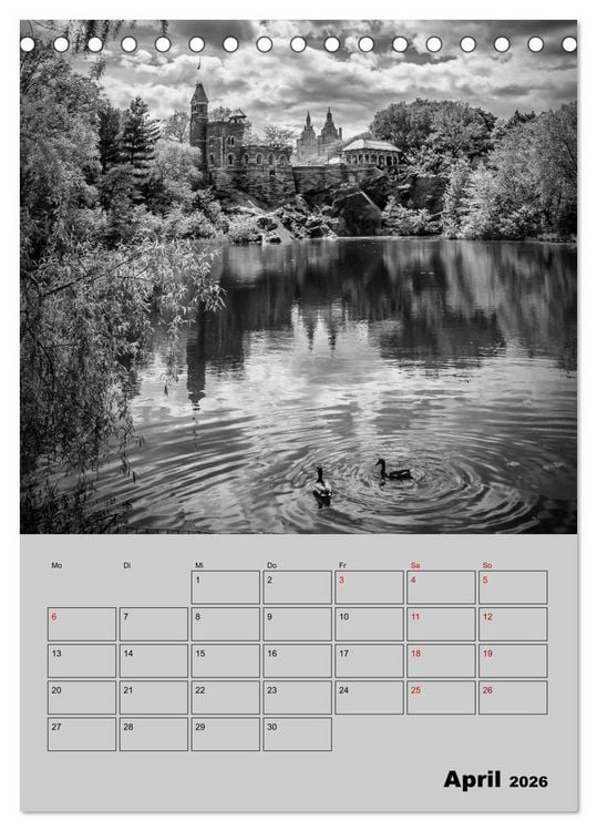 Produktbild: NEW YORK CITY Monochrome Stadtansichten (Tischkalender 2026 DIN A5 hoch), CALVENDO Monatskalender