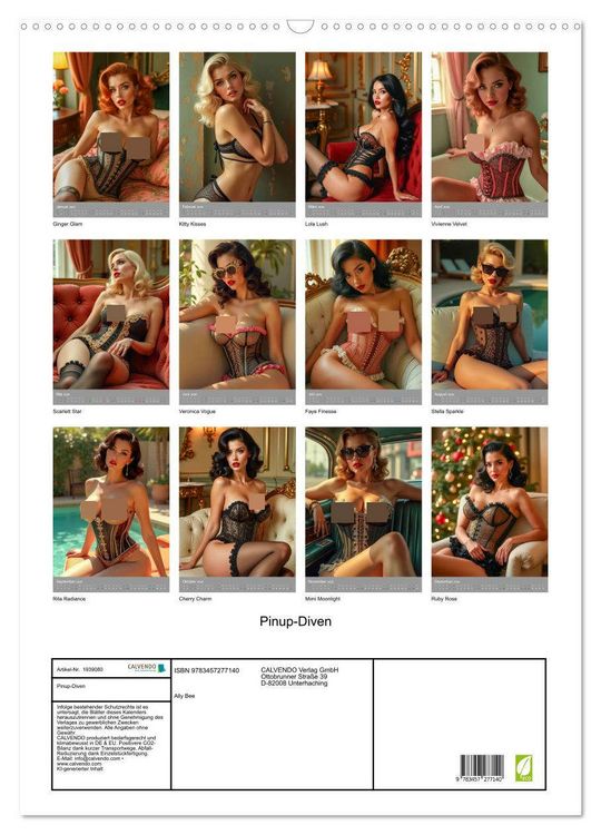 Produktbild: Pinup-Diven (Wandkalender 2026 DIN A2 hoch), CALVENDO Monatskalender