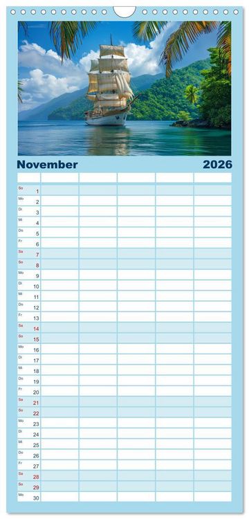 Produktbild: Familienplaner 2026 - Mit den Tr&auml;umen segeln mit 5 Spalten (Wandkalender, 21 x 45 cm) CALVENDO