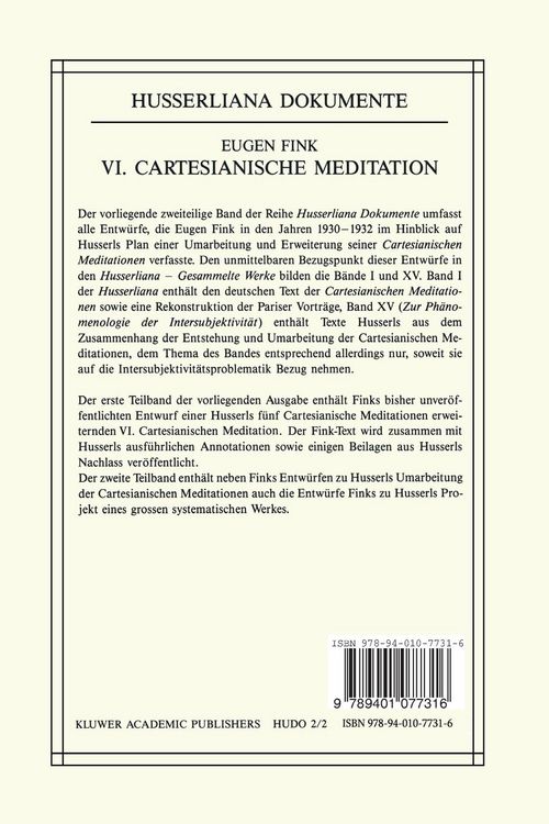 Produktbild: VI. Cartesianische Meditation