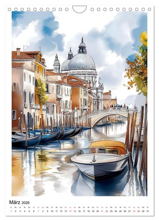 Produktbild: Venedig - Br&uuml;cken, Kan&auml;le, Gondeln (Wandkalender 2026 DIN A4 hoch), CALVENDO Monatskalender