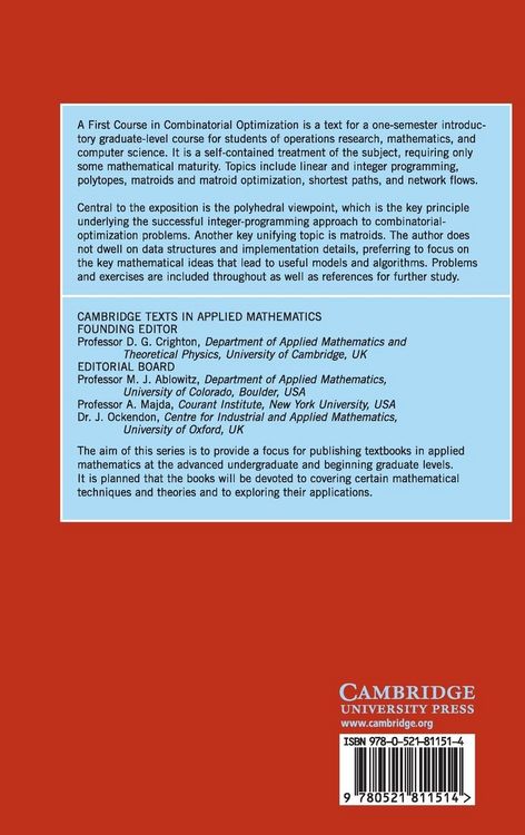 Produktbild: A First Course in Combinatorial Optimization