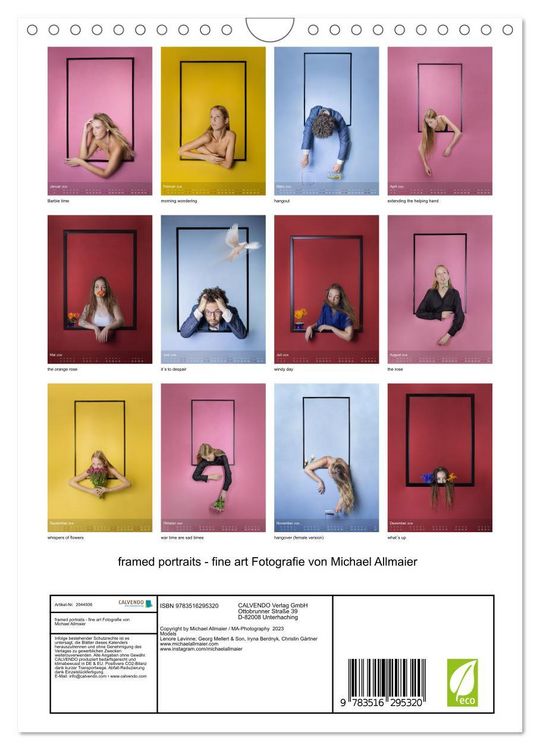 Produktbild: framed portraits - fine art Fotografie von Michael Allmaier (Wandkalender 2026 DIN A4 hoch), CALVENDO Monatskalender