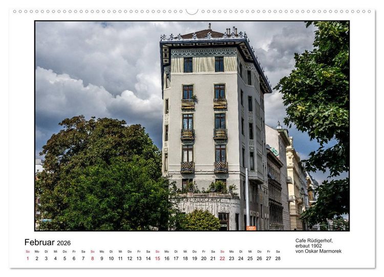 Produktbild: Jugendstil-Baukunst in Wien (hochwertiger Premium Wandkalender 2026 DIN A2 quer), Kunstdruck in Hochglanz