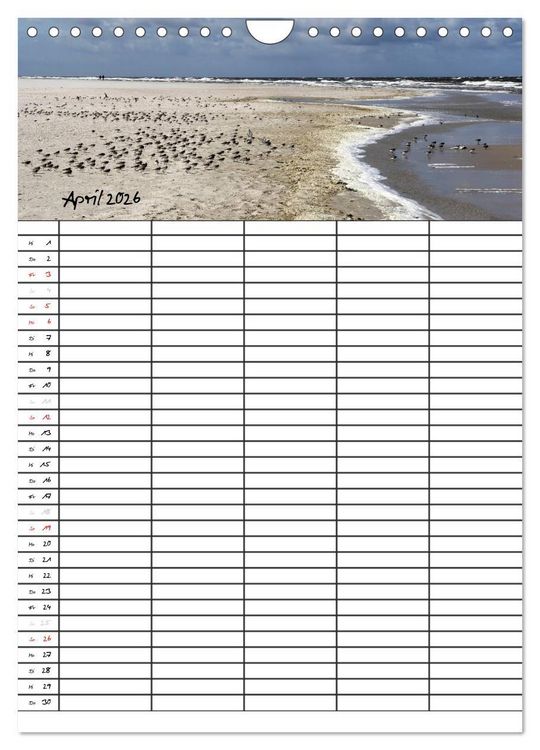 Produktbild: Urlaubsparadies Amrum / Familienplaner (Wandkalender 2026 DIN A4 hoch), CALVENDO Monatskalender