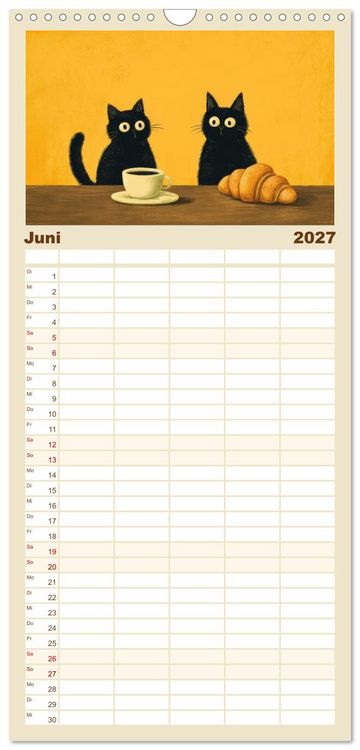 Produktbild: Familienplaner 2027 - Gute Laune Katzen mit 5 Spalten (Wandkalender, 21 x 45 cm) CALVENDO
