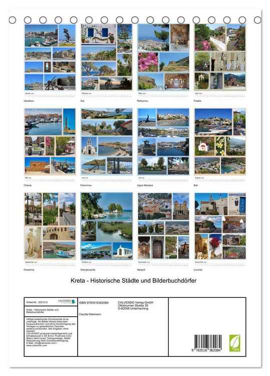 Produktbild: Kreta - Historische St&auml;dte und Bilderbuchd&ouml;rfer (Tischkalender 2026 DIN A5 hoch), CALVENDO Monatskalender