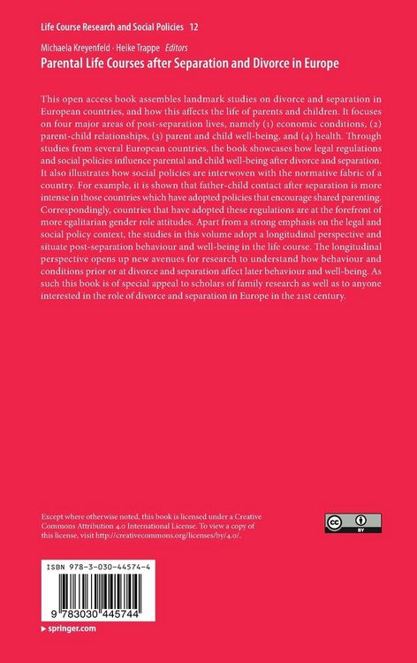 Produktbild: Parental Life Courses after Separation and Divorce in Europe