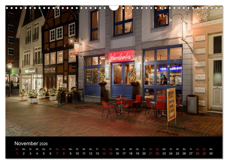 Produktbild: Buxtehude bei Nacht (Wandkalender 2026 DIN A3 quer), CALVENDO Monatskalender
