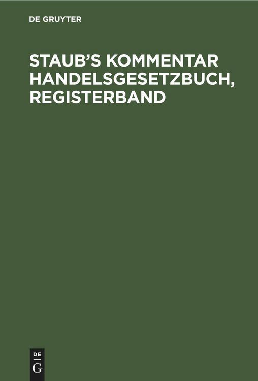 Produktbild: Staub's Kommentar Handelsgesetzbuch, Registerband