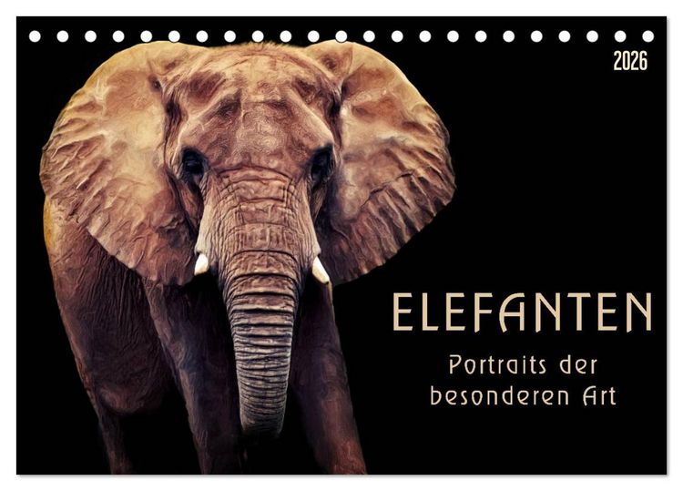 Produktbild: Elefanten - Portraits der besonderen Art (Tischkalender 2026 DIN A5 quer), CALVENDO Monatskalender