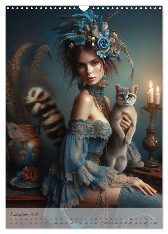 Produktbild: Eleganz der Exotik - Femme Fatale im Boh&egrave;me-Chic mit tierischen Begleitern (Wandkalender 2026 DIN A3 hoch), CALVENDO Monatskalender