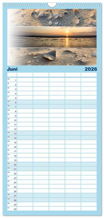 Produktbild: Familienplaner 2026 - K&uuml;stenstreifen an der Nordsee mit 5 Spalten (Wandkalender, 21 x 45 cm) CALVENDO