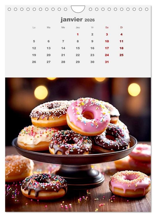 Produktbild: Les aventures sucr&eacute;es des donuts (Calendrier mural 2026 DIN A4 horizontal), CALVENDO calendrier mensuel