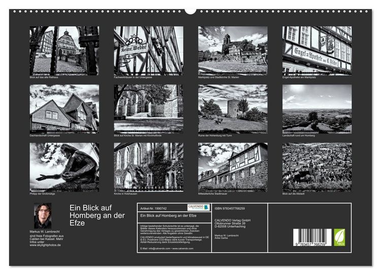 Produktbild: Ein Blick auf Homberg an der Efze (hochwertiger Premium Wandkalender 2026 DIN A2 quer), Kunstdruck in Hochglanz
