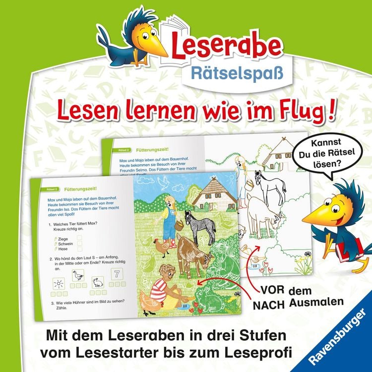 Produktbild: Leserabe R&auml;tselspa&szlig; - Zauber-Malr&auml;tsel zum Lesenlernen: Bauernhof (Vor-Lesestufe)