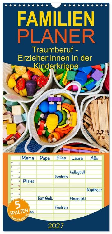 Produktbild: Familienplaner 2027 - Traumberuf - Erzieher:innen in der Kinderkrippe mit 5 Spalten (Wandkalender, 21 x 45 cm) CALVENDO