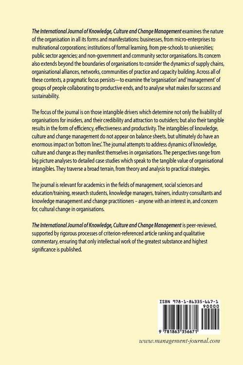 Produktbild: The International Journal of Knowledge, Culture and Change Management