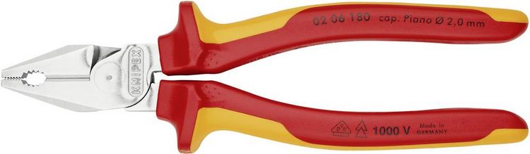 Produktbild: Knipex 02 06 180 VDE Kraft-Kombizange 180mm DIN ISO 5746, DIN EN 60900