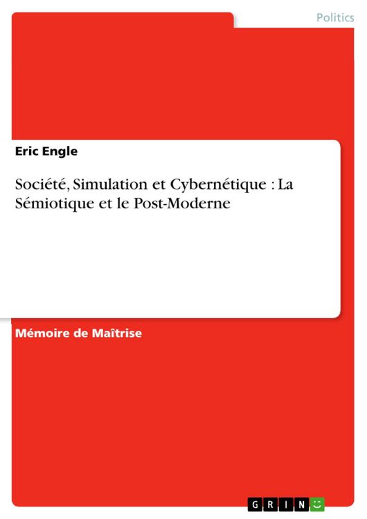 Produktbild: Soci&eacute;t&eacute;, Simulation et Cybern&eacute;tique : La S&eacute;miotique et le Post-Moderne