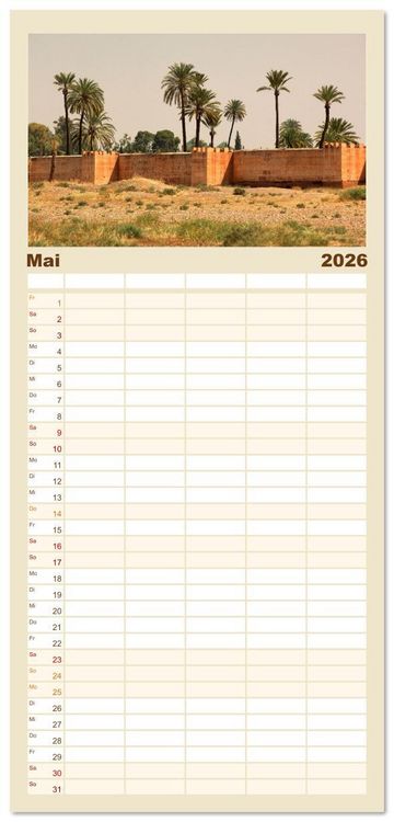 Produktbild: Familienplaner 2026 - M&auml;rchenhaftes Marokko mit 5 Spalten (Wandkalender, 21 x 45 cm) CALVENDO