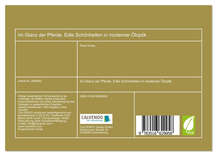 Produktbild: Im Glanz der Pferde. Edle Sch&ouml;nheiten in moderner &Ouml;loptik (Tischkalender 2026 DIN A5 quer), CALVENDO Monatskalender