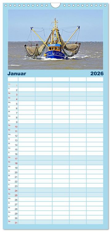 Produktbild: Familienplaner 2026 - Ostfriesische Inseln mit 5 Spalten (Wandkalender, 21 x 45 cm) CALVENDO