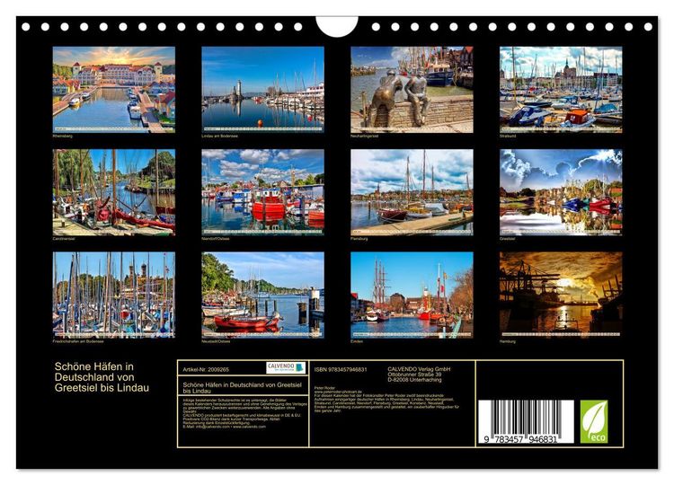 Produktbild: Sch&ouml;ne H&auml;fen in Deutschland von Greetsiel bis Lindau (Wandkalender 2026 DIN A4 quer), CALVENDO Monatskalender