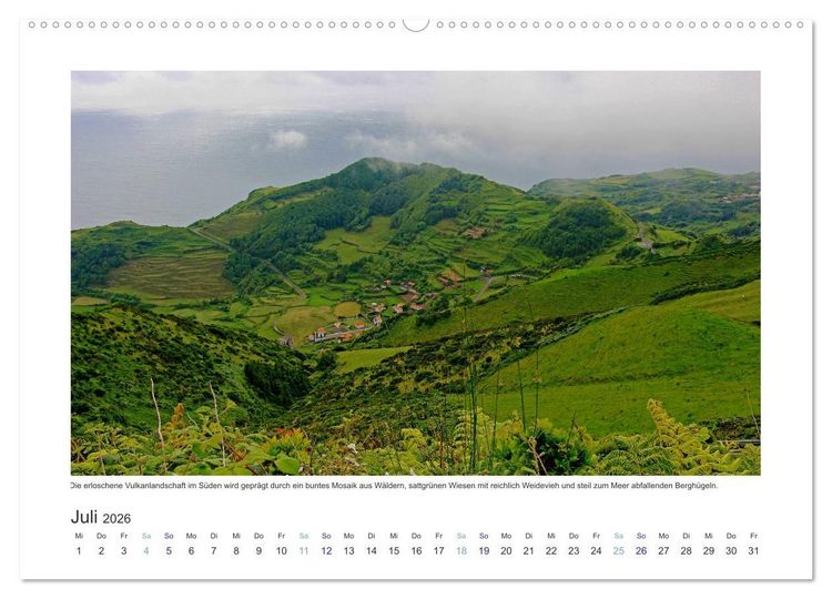 Produktbild: Azoren-Insel Flores - Farbtupfer auf einem erloschenen Vulkan Portugals (Wandkalender 2026 DIN A2 quer), CALVENDO Monatskalender