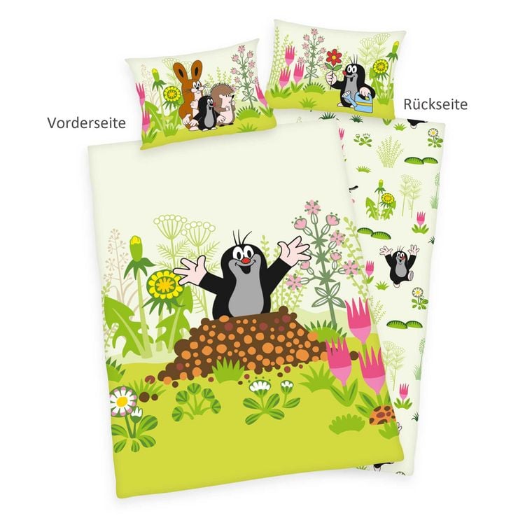 Produktbild: Der kleine Maulwurf 2607201063 - Flanell-Bettw&auml;sche, 40x60 cm + 100x135 cm, 100% Baumwolle