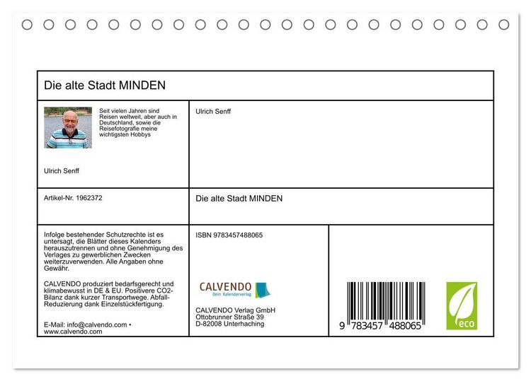 Produktbild: Die alte Stadt MINDEN (Tischkalender 2026 DIN A5 quer), CALVENDO Monatskalender