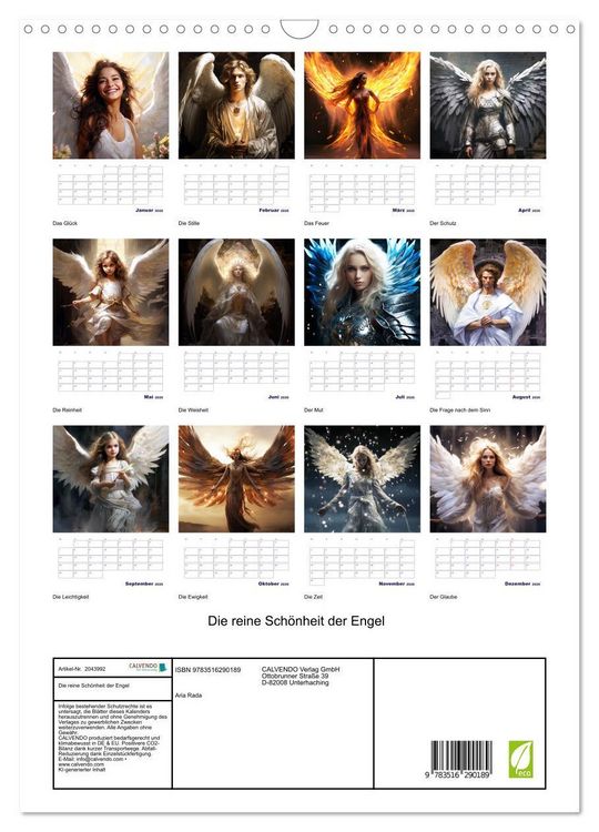 Produktbild: Die reine Sch&ouml;nheit der Engel (Wandkalender 2026 DIN A3 hoch), CALVENDO Monatskalender