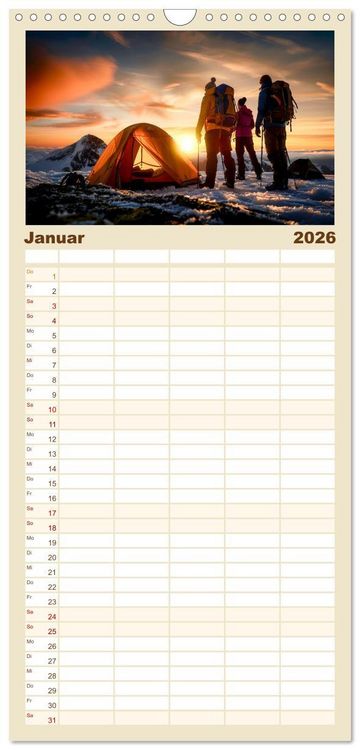 Produktbild: Familienplaner 2026 - Zelten - frei sein mit 5 Spalten (Wandkalender, 21 x 45 cm) CALVENDO