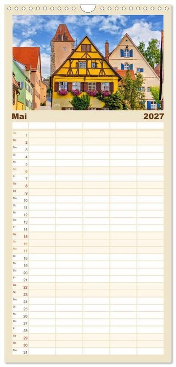 Produktbild: Familienplaner 2027 - Dinkelsb&uuml;hl - Zw&ouml;lf Momente in der Altstadt mit 5 Spalten (Wandkalender, 21 x 45 cm) CALVENDO