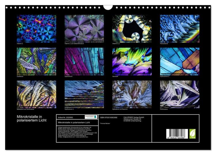 Produktbild: Mikrokristalle in polarisiertem Licht (Wandkalender 2026 DIN A3 quer), CALVENDO Monatskalender