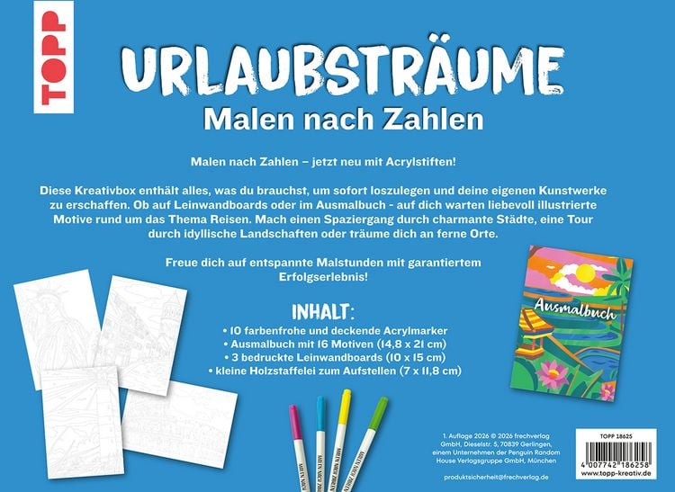 Produktbild: Die wunderbare Kreativbox Malen nach Zahlen - Urlaubstr&auml;ume