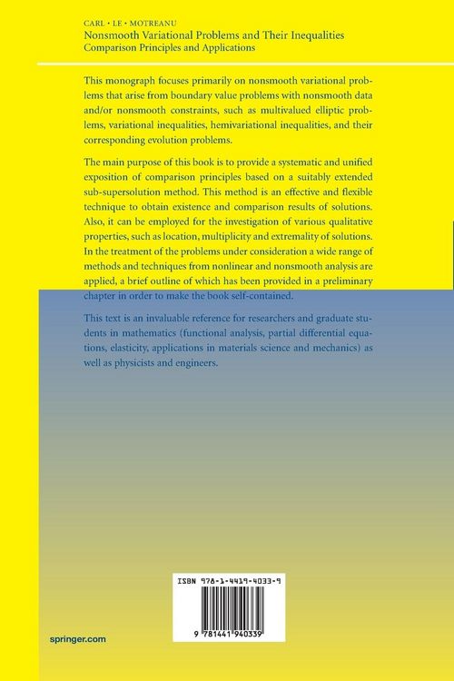 Produktbild: Nonsmooth Variational Problems and Their Inequalities
