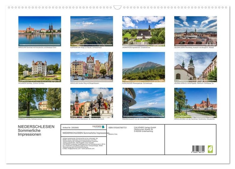 Produktbild: NIEDERSCHLESIEN Sommerliche Impressionen (Wandkalender 2026 DIN A2 quer), CALVENDO Monatskalender