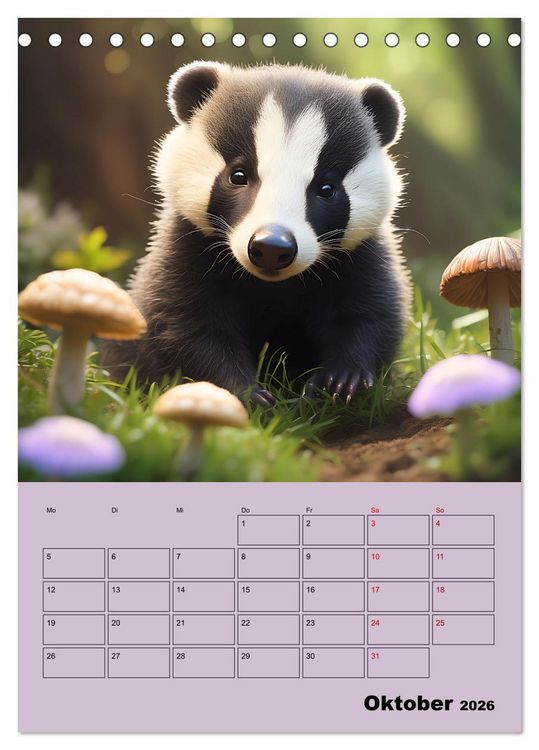 Produktbild: Tierkinder im Zauberwald (Tischkalender 2026 DIN A5 hoch), CALVENDO Monatskalender