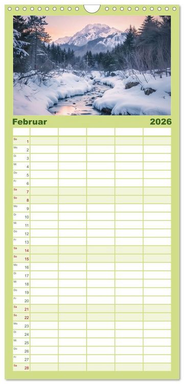 Produktbild: Familienplaner 2026 - Im Reich der Berge mit 5 Spalten (Wandkalender, 21 x 45 cm) CALVENDO