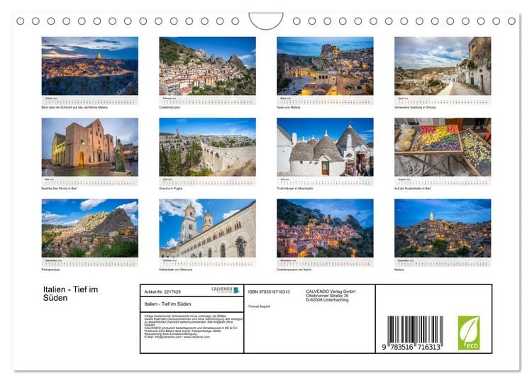 Produktbild: Italien - Tief im S&uuml;den (Wandkalender 2026 DIN A4 quer), CALVENDO Monatskalender