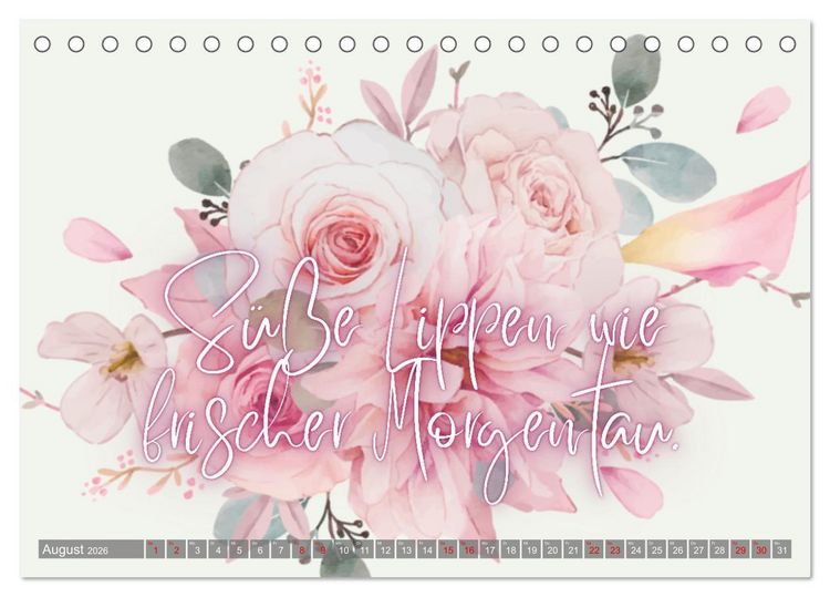 Produktbild: Flower Romance - Romantischer Bl&uuml;tenzauber (Tischkalender 2026 DIN A5 quer), CALVENDO Monatskalender
