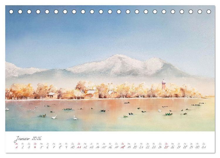 Produktbild: Oberbayerns Seen in Farbe - mit Pinsel und Farbe an den Ufern bayerischer Seen (Tischkalender 2026 DIN A5 quer), CALVENDO Monatskalender