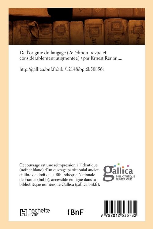Produktbild: De l'origine du langage (2e &eacute;dition, revue et consid&eacute;rablement augment&eacute;e) (&Eacute;d.1858)