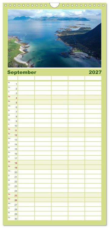 Produktbild: Familienplaner 2027 - Spektakul&auml;re Bergwelten Norwegen mit 5 Spalten (Wandkalender, 21 x 45 cm) CALVENDO