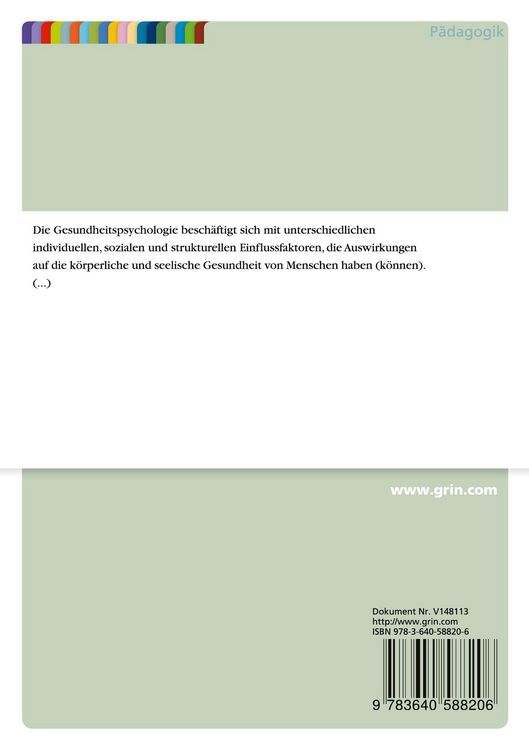 Produktbild: Pers&ouml;nlichkeitsmerkmale und Gesundheit