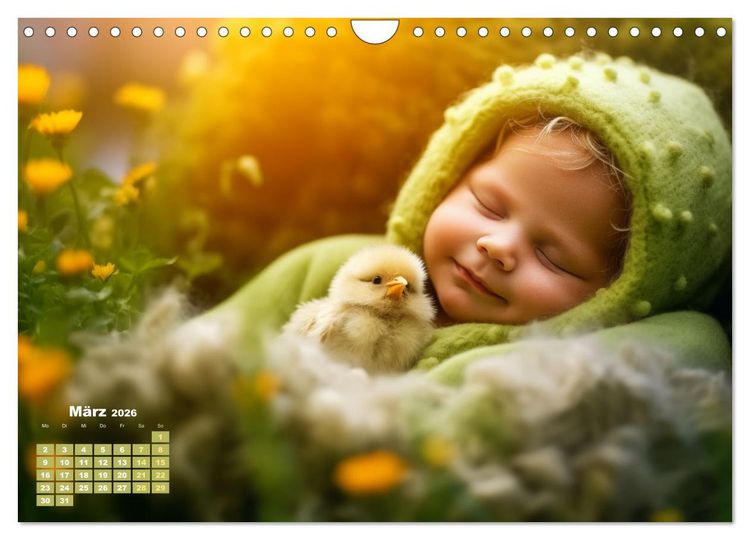 Produktbild: Kleine Schlummerparade: Babys und ihre kuscheligen Tierfreunde (Wandkalender 2026 DIN A4 quer), CALVENDO Monatskalender