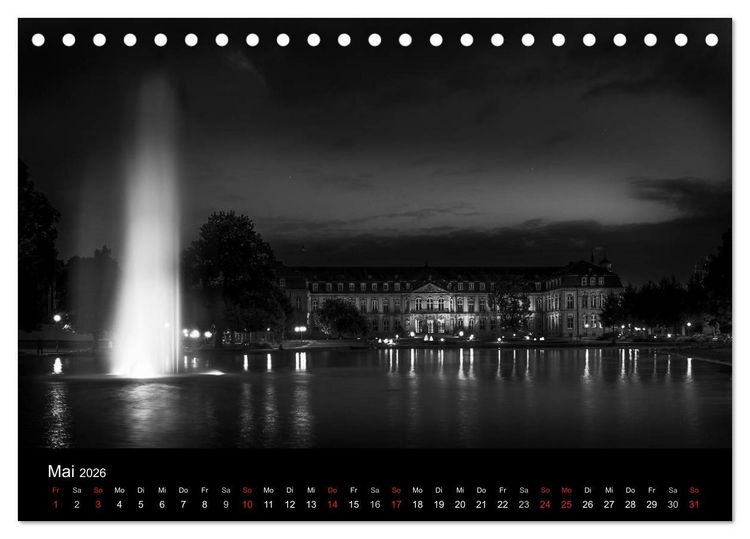 Produktbild: Stuttgart bei Nacht (Tischkalender 2026 DIN A5 quer), CALVENDO Monatskalender